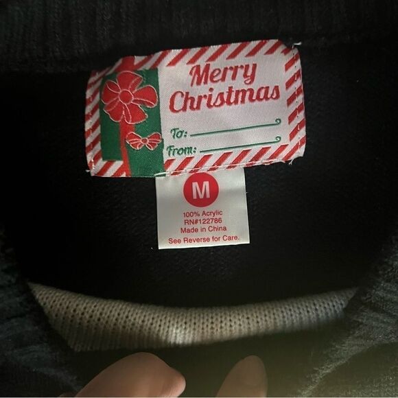 Christmas ugly sweater snow flakes black M - Picture 9 of 10